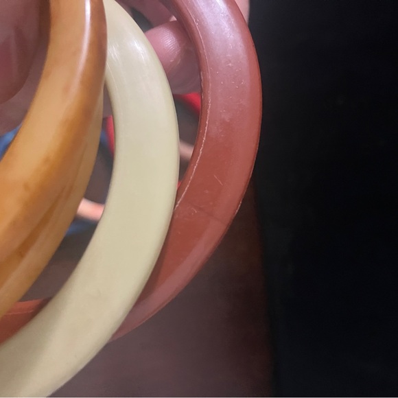 Lot of 8 Vintage Thermoplastic & Bakelite Bangles Marbled, End of Day, Slice Cut - Picture 10 of 13